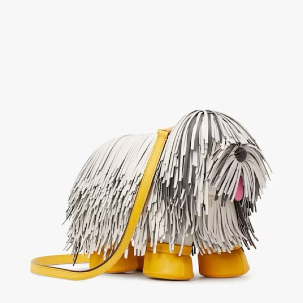 Kate Spade Best in Show Sheep Dog Fringe Leather Purse